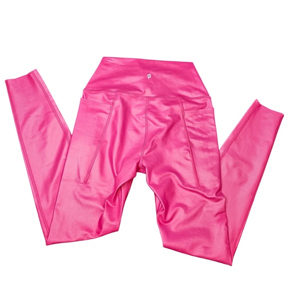 Peloton Cadent Pocket Leggings XS High Rise Pink Shimmer Yoga NWT - Picture 4 of 7